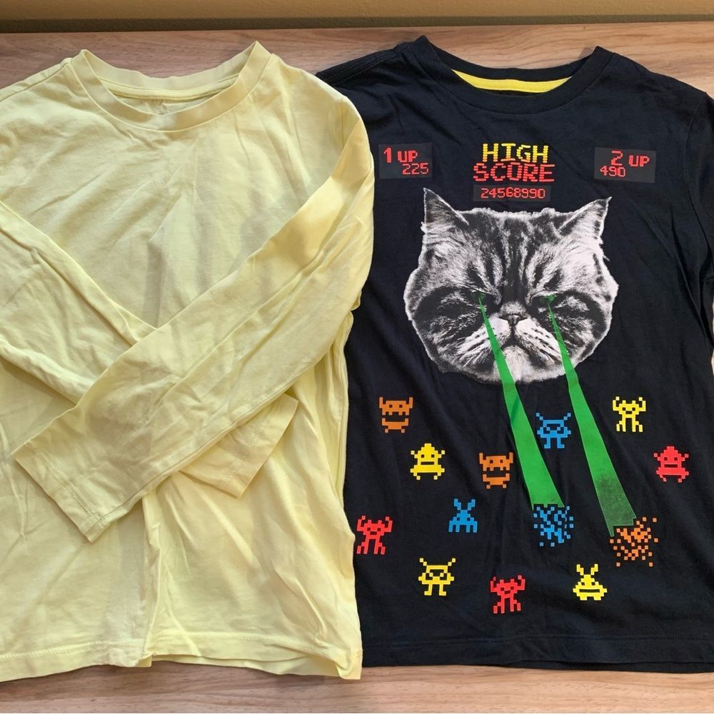 Spotted Zebra Boys Long Sleeve T-Shirt Bundle S 6 7 Cat Video Game Tee Cotton